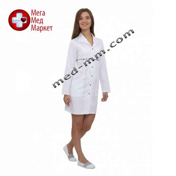 Купить Медицинский халат женский Бостон белый/синий печворк №59 цена, характеристики, отзывы